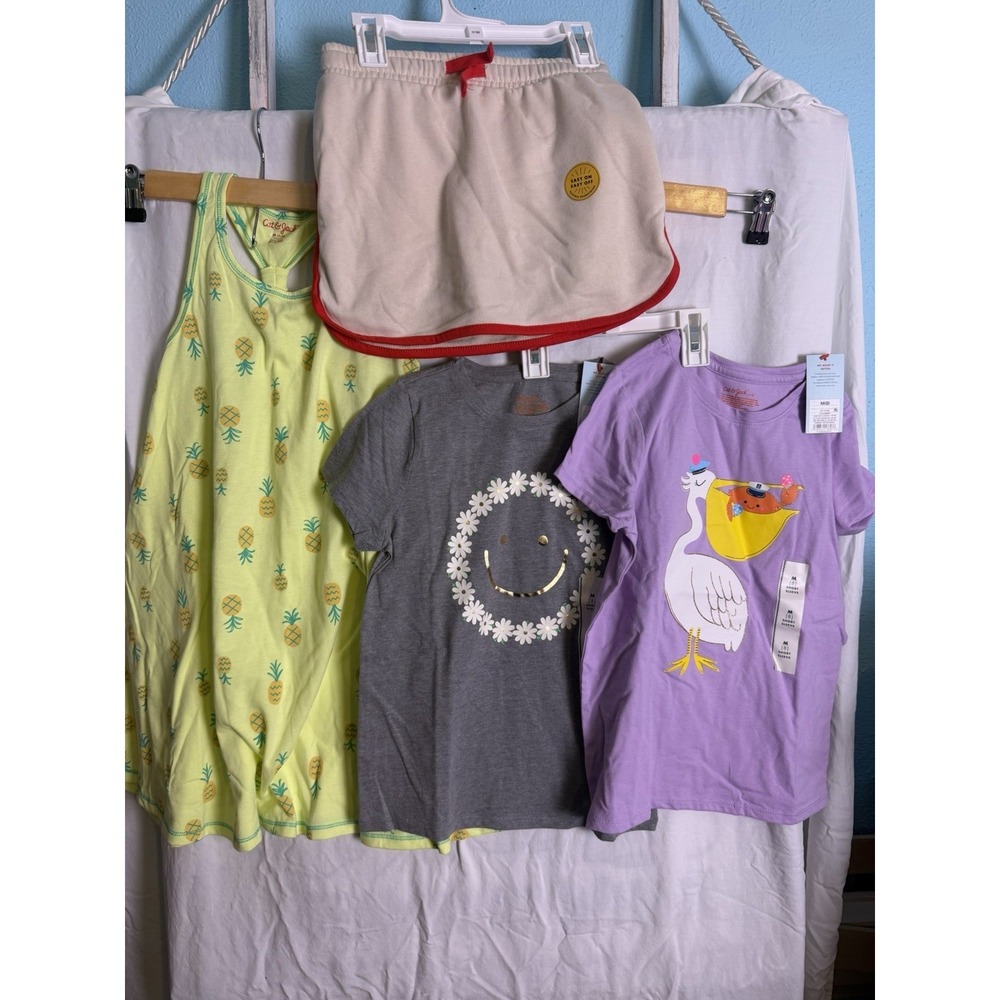 Girls Summer Cat Jack Dress Shirts Skort Bundle Size 7/8 NWT